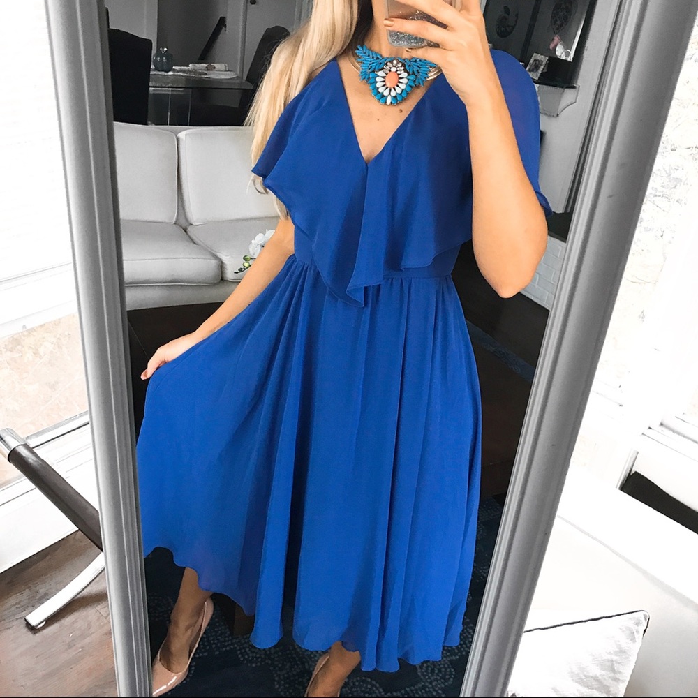 🆕DRESS THE POPULATION CLAUDIA SAPPHIRE BLUE DRESS